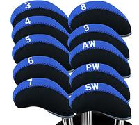 FINGER TEN Golf Iron Head Covers Neoprene Set of 10 (Blue)