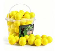 FINGER TEN Golf Practice Balls Foam Colored Value 50 Pack with Bucket, Golf Ball Lightweight Limited Flight for Men Women Driving Range Backyard Training (Yellow)
