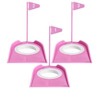 FINGER TEN Golf Putting Cup Practice All Direction Value Set, Training Aid Putter Hole Plate Indoor Outdoor Durable Professional for Men Women Festival Gift (Pink-3 Pack)