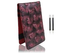 FINGER TEN Golf Scorecard Holder Synthetic Leather with 2 Pencils Value Gift Pack, Golf Score Counter Book Yardage Organiser Soft Deluxe Genuine for Men Women Color Black Brown Navy (Pink)