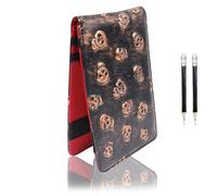 FINGER TEN Golf Scorecard Holder Synthetic Leather with 2 Pencils Value Gift Pack, Golf Score Counter Book Yardage Organiser Soft Deluxe Genuine for Men Women Color Black Brown Navy (Golden)