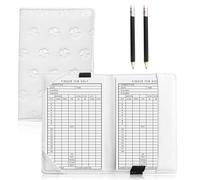 FINGER TEN Golf Scorecard Holder Synthetic Leather with 2 Pencils Value Gift Pack, Golf Score Counter Book Yardage Organiser Soft Deluxe Genuine for Men Women Color Black Brown Navy (Ivory)