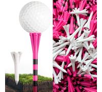 FINGER TEN Golf Tees Plastic Driver 70mm 83mm Five Claws Prong 80 Driver Tees with 20 Iron Tees Value 100 Pack, Golf Tees 2 3/4 3 1/4 Inch Durable Stable (Pink+Short Beige, 100 Count-3 1/4''+1 1/2'')