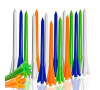 FINGER TEN Golf Tees Plastic Unbreakable 2 3/4 3 1/4 Inch Value 50 Count, 83mm 70mm Tee Durable Pro Upgrade Step Up Long Premium Color White Blue Orange Green Mixed (Multicolour, 3 1/4 Inch(83mm)