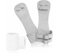 FINGER TEN Gymnastics Hand Grips Guards Leather Double Buckle for Bars Girls Women with Wristbands, Gymnastics Gloves Palm Protection with Wrist Support for Weightlifting Workout (White, XXS)