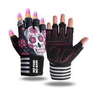 FINGER TEN Half-Finger Weight Lifting Gloves Gym with Wrist Support for Women Full Palm Protection Grip, Work Out Gloves fit Pull Ups Sport Training Fitness (Red, M)