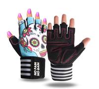 FINGER TEN Half-Finger Weight Lifting Gloves Gym with Wrist Support for Women Full Palm Protection Grip, Work Out Gloves fit Pull Ups Sport Training Fitness (White, M)