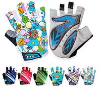 FINGER TEN Kids Cycling Gloves Half Finger Gel Padded | Non Slip Grip Control, Cushioned Palm Protection, Breathable & Flexiblely Fit, Adjustable Wrist Fit, Kids Outdoor Sports Use