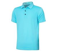 FINGER TEN Kids Golf Polo Shirts Short Sleeve Performance Moisture Wicking, Comfortable Stretch Boys Youth Collared Uniform Colorful T-Shirt Fit for Golf Tennis Casual Sports (Blue, 10-12 Years)