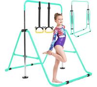 FINGER TEN Kids Gymnastics Bar Foldable with Flying Ring (Green)