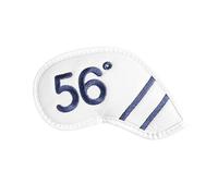 FINGER TEN Magnetic Golf Wedge Headcover 1 or 8 Pack, Double-Sided Color Embroidery Degree Labels 48°-62°, Scratch-Resistant Synthetic Leather Cover for Golf Iron Club Protection (White, 1 Pack- 56°)