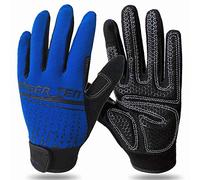 FINGER TEN Mens Gym Workout Gloves Full Finger Gel Padded Grip | Touchscreen Compatible, Wrist Support Lifting Stability, Secure Grip Control, Ideal For Gym Cycling Weight Lifting