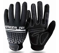 FINGER TEN Mens Gym Workout Gloves Full Finger Gel Padded Grip | Touchscreen Compatible, Wrist Support Lifting Stability, Secure Grip Control, Ideal For Gym Cycling Weight Lifting