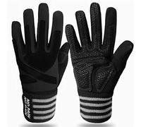 FINGER TEN Mens Weight Lifting Gloves Gym Full Finger (Black, S)