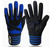 FINGER TEN Mens Weight Lifting Gloves Gym Full Finger (Blue, M)