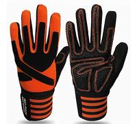 FINGER TEN Mens Weight Lifting Gloves Gym Full Finger (Orange, M)