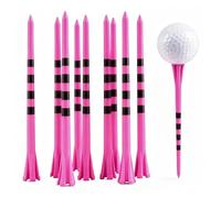 FINGER TEN Plastic Golf Tees Extra Long 4/5 Inch Value 30 Pack, Upgrade & Low Friction Long Tees To Improve Distance Accuracy, Consistent Height With Stripes To Practice (Pink, 5 Inch 30 Pack)