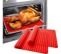 FINGER TEN Silicone Pyramid Baking Sheet Oven Mat (2 Pack Red Mat)