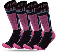 FINGER TEN Winter Ski Socks Mens Women Kids Thermal Long Hose 2 Pair, Winter Knee High Sock Boys Girls Laides for Sport UK 11.5 Kids-2.5/EU 30-34 (S, Hot Pink)