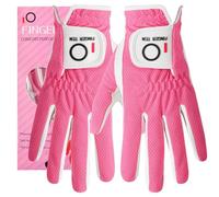 FINGER TEN Women’s Golf Glove Left Hand Right Microfiber Grip Rain Hot Wet All Weather 2 Pack,Ladies Golf Gloves Soft Flexible Durable Wear Resistance Good Grip (Rose, Left,M)