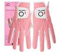 FINGER TEN Women’s Golf Glove Left Hand Right Microfiber Grip Rain Hot Wet All Weather Both Hand Pair, Ladies Golf Gloves Soft Flexible Durable Wear Resistance Good Grip (Pink, S)