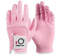 FINGER TEN Women's Golf Glove Left Hand Right Premium 1 Pack, Comfort Microfiber Glove All-Weather Fit for Right-Handed Left Golfers, Wet Hot Cool Rain Grip Weathersof for S M L XL (Pink, S, Left)