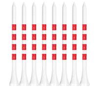 FINGER TEN Wooden Golf Tees 3 1/4" Long Short Tee Unbreakable Pack of 50, Bamboo Golf Tees 83mm Biodegradable Stable Hard Durable (White/Red, 3 1/4 Inch)