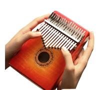 Finger Thumb Piano 17 Key Maple Soundhole Kalimba Multicolor With Tuning Hammers And Bag(Red)