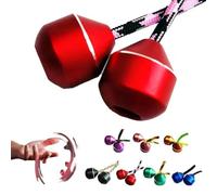 Finger Toys For Practicing Finger Dexterity, Aluminum Alloy Beads And A Rope, Cool Metal Worry Skill Beads, Spin And Bead Spinner Game, Mini Weighted Ball Spinners & Bump Stress Relieving Toy(Red)
