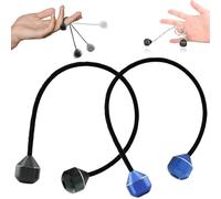Finger Toys For Practicing Finger Dexterity,Mini Ball Spinners On String, Aluminum Alloy Worry Beads And A Rope,Cool Weighted Bead Fidgets Men Women Teenagers Finger Toys (Black+Blue)