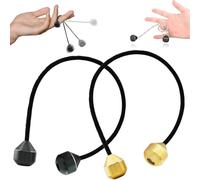 Finger Toys For Practicing Finger Dexterity,Mini Ball Spinners On String, Aluminum Alloy Worry Beads And A Rope,Cool Weighted Bead Fidgets Men Women Teenagers Finger Toys (Black+Gold)