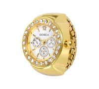 Finger Watch Ring - Vintage quart Analog Clock Jewelry, Elastic Band Design, Diamond Decorated Ring Timepiece | Retro Fashion Accessory Men Women Couple Gift Stylish Wear Daily Party Occasion Usage