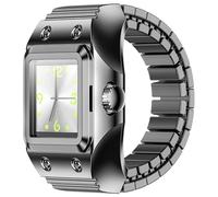 Finger Watch Smart Rings for Men Women Stretchy Elastic Band Heart Rate Monitor Sleep Tracker Pedometer Step Counter Calories Waterproof Dressy Creative Unique Fitness Ring Clock