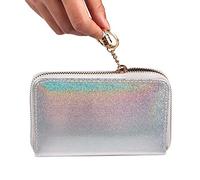 FingerAngel 24 Slots Nail Stamping Plate Holder Case Round Square Rectangular Nail Art Stamp Plate Organizer Purple Color Stamping Ablum (Laser Rainbow Silver)