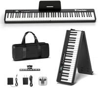 FingerBallet - Portable Piano Keyboard Double Weighted Digital Piano 88 Keys Full Size Wood Grain Electric Piano Keyboard with Bluetooth MIDI Suitable for Adults Kids