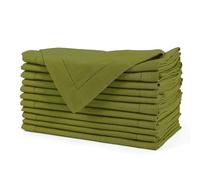 FINGERCRAFT Cloth Napkin Hemstitched 20x20 Inch Generous Picot Hem, Mitred Corner, Everyday Use Premium Quality High GSM and Good Absorbency Set of 12 Olive Green