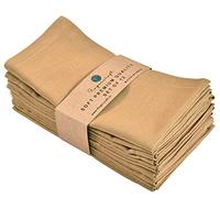 FINGERCRAFT Cloth Napkins, Cotton Linen Blend,12 Pack Easter Special,Beige Premium Quality, Mitered Corners for Restaurant Home Every Day Use Napkins are Pre Shrunk and Good Absorbency Beige/Gold