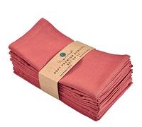 FINGERCRAFT Cloth Napkins,Cotton Linen Blend Fabric 12 Pack, Premium Quality, Mitered Corners for Every Day Use Napkins are Pre Shrunk and Good Absorbency Color (Coral)