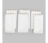 FINGERCRAFT Cloth Napkins, Everyday Use Scallop Design, Premium Quality Natural Cotton Napkin Set of 6 Perfect for Parties Dinners Weddings Easter Napkin Cloth 20x20 inch White/Beige