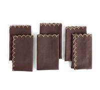 FINGERCRAFT Cloth Napkins, Everyday Use Scallop Design, Premium Quality Natural Cotton Napkin Set of 6 Perfect for Parties Dinners Weddings Easter Napkin Cloth 20x20 inch Chocolate/Brown