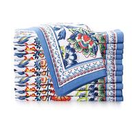 FINGERCRAFT Cloth Napkins Set of 12, Cotton Linen Blend Dinner Napkins 20x20, Washable Reusable Table Napkins for Farmhouse Dining, Parties & Everyday Use Blue Floral