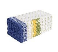 Fingercraft Cloth Napkins Set of 12 Cotton Linen Blend Printed Dinner Napkins Perfect for Parties Dinners Weddings Cocktail Christmas Napkins Cloth 20x20 Lemon Leaf
