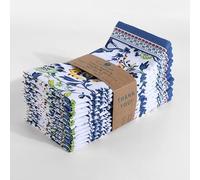 Fingercraft Cloth Napkins Set of 12 Cotton Linen Blend Printed Dinner Napkins Perfect for Parties Dinners Weddings Cocktail Christmas Napkins Cloth 20x20 Blue Floral