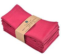 FINGERCRAFT Dinner Cloth Napkins, Cotton Linen Blend Fabric 12 Pack, Premium Quality, Mitered Corners for Every Day Use Napkins are Pre Shrunk and Good Absorbency Color Fuchsia (Fuchsia)