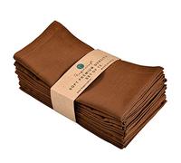 FINGERCRAFT Dinner Cloth Napkins in Cotton Linen Blend Fabric 12 Pack Easter Special, Premium Quality, Mitered Corners for Every Day Use Napkins are Pre Shrunk and Good Absorbency Color (Brown)