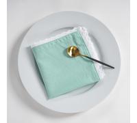 Fingercraft Dinner Napkin Cotton Premium Quality Mitered Corners Napkin Cloth with Elegant Lace for Everyday Use, Hotel, Wedding, Parties (Aqua, 12in x 12in)