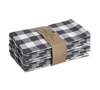 Fingercraft Dinner Napkins, Everyday Use,Premium Quality Cotton Buffalo Plaid Napkins Perfect for Parties Dinners Weddings Cocktail Christmas Napkins Cloth Washable & Reusable 20x20 Charcoal White