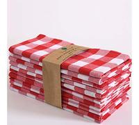 Fingercraft Dinner Napkins, Everyday Use, Premium Quality Cotton Buffalo Plaid, Set of 12, Size 20X20 Inch, Oversized Cloth Napkins with Mitered Corners, Ultra Soft, Durable Hotel Quality Red & White