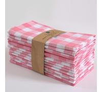 FINGERCRAFT Dinner Napkins, Premium Quality Cotton Buffalo Plaid Perfect for Parties Dinners Weddings Cocktail Christmas - Pink & White, 20x20 - Washable & Reusable
