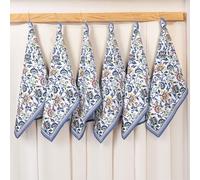 FINGERCRAFT Kitchen Dish Towels, 100% Natural Cotton, Set of 6 Multi-Purpose Kitchen Towels, Very Soft, Highly Absorbent, Tea Towels for Kitchen Décor 20X30 (20x30 BLUE FLORAL)